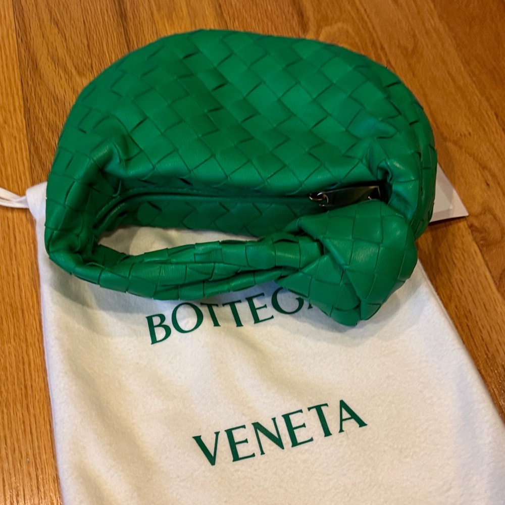 Bottega Veneta Emerald Green Woven Shoulder Bag